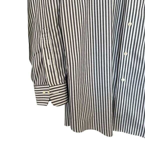 Brooks Brothers White Gray Striped Regent Fit Non-Iron Dress Cotton Shirt 16.5 - Picture 3 of 7